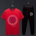 Men's Clothing Fashion brand short sleeved T shirt men's summer trend ice silk large size hot diamond two piece suit sports handsome men's casual suit_viptrois.com
