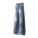 Men's Clothing New Retro Washed Sprayed Monkey Flared Jeans Men And Women Loose Straight Pants_viptrois.com