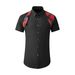 Men's Plaid & Contrast-Panel Short-Sleeve Shirt – Streetwear-Inspired Workwear Design, Slim Fit (Black/White)_viptrois.com