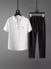 Men's Clothing New Thin Casual Sports Suit Men's Summer High End V Neck Embroidery Slim Short Sleeved Two Piece Suit_viptrois.com