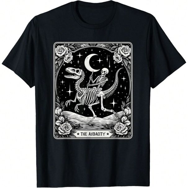 Camiseta Halloween La Carta Del Tarot Dinosaurio Montando Esqueleto De Audacity_viptrois.com