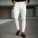 Men's Slim Fit Cropped Dress Pants Business Casual Solid Color Elastic Long Trousers_viptrois.com