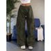 Women's Vintage Cargo Pants – High Waist Wide Leg Oversized Trousers With Drop Hem (Blue/Pink/Yellow/Black, S-5XL)_viptrois.com