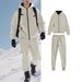 Men's Solid Color Fleece Hoodie & Jogger Set, Plush Lined Zip-Up Jacket With Matching Pants, Winter Loungewear_viptrois.com