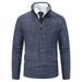 Loom Foreign Trade Autumn Winter New European And American Men's Half-Zip Pullover Knitted Fleece Lined Thickened Warm Base_viptrois.com
