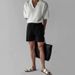 Men's Clothing White Straight Elastic Waist Casual Shorts Thin Four Point Pants Casual Commuting Wide Leg Pants_viptrois.com