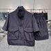 Summer Short Sleeve Set Shorts Pocket Cargo Men's Breathable Two-Piece Pullover Quick-Dry Lightweight Zipper Top_viptrois.com