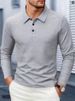 Men's Long Sleeve Polo Shirt – Breathable Waffle Knit, Slim Fit, Business Casual & Streetwear Versatile (Black/White/Navy/Gray, S-XXL)_viptrois.com