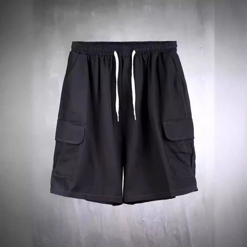 Men's Clothing New Solid Color Work Shorts With Multiple Pockets For Men In Summer Loose Straight Large Size Simple Casual Sports_viptrois.com