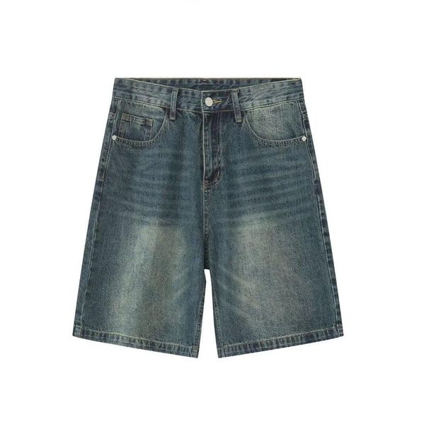 2025 Summer New Retro Blue Denim Shorts Men's Loose Straight Thin Wide-leg Pants Five-point Pants Ins Tide_viptrois.com