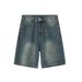 2025 Summer New Retro Blue Denim For Men Loose Straight Slimming Wide-Leg Five-Point Shorts Ins Trend_viptrois.com