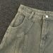 Yellow Mud Dyed Niche Structure Men's Jeans American Retro Washed Distressed Loose Casual Edgy Straight Wide Leg Pants_viptrois.com