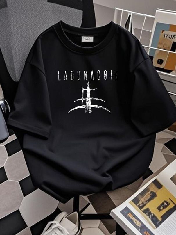 LACUNA COIL LOGO SYMBOL T-Shirt Short Sleeve Cotton Black Men S To 5XL MD822 Streetwear Summer Slightly Stylish Stretched Comfortable Breathable_viptrois.com