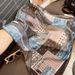 Geometric Patchwork Cotton Linen Square Lightweight Versatile Small Silk For Women Spring Autumn Season Shirt Suit Neck_viptrois.com