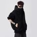 Oversized Zip-Up Hoodie – Heavyweight Poly-Cotton Blend Streetwear Jacket With Stand Collar & Utility Pockets (M-3XL, Grey/Black)_viptrois.com