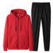 Men's Fleece-Lined Winter Set | Hooded Sweatshirt & Joggers | Thermal Polyester | Streetwear Essentials (Red/Gray/Black)_viptrois.com