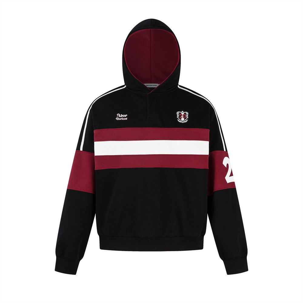 Numbered Printed Hoodie Casual Loose Fit Spring Autumn Men's Trendy American Style Color Block Patchwork Sweatshirt_viptrois.com