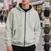 Men's Clothing Plus Velvet Heavyweight Fleece-Lined Zip-Up Hoodie Men's Oversized Streetwear Pullover With Contrast Drawstring Casual Jacket_viptrois.com