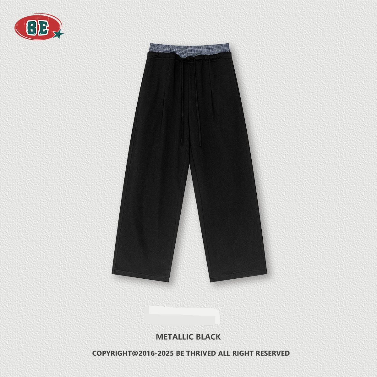Men's Clothing Neutral Style Splicing Double Waist Wide Leg Pants Sports Straight Sweatpants_viptrois.com