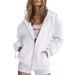 Men's Clothing Solid Color Zip Up Minimalist Zip-Up Hoodie - Oversized Streetwear Pullover With Full-Zip Closure For Casual & Hip-Hop Style_viptrois.com