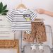 Male Baby 2025 New Cute Casual Thin Summer Infant And Child Striped Round Neck Short Sleeve Set_viptrois.com