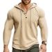 Men’s Performance Hooded Sweatshirt – Breathable Long-Sleeve Workout Top With Button Closure (Black/White/Khaki/Green/Rose) – Slim Fit S-XXXL_viptrois.com