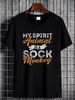 My Spirit Animal Is A Sock Monkey Funny Mens Short Sleeve Cotton Black T-shirt Top For Everyday Wear Homme Stylish Stretched Soft Summer Slightly_viptrois.com