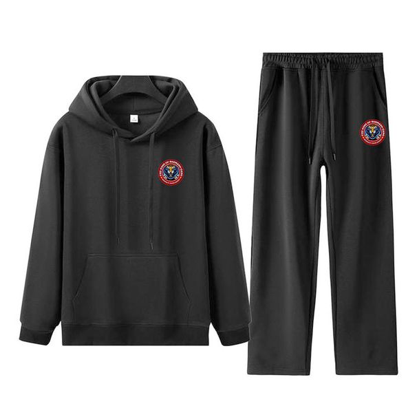 Men's Clothing300g Imitation Cotton Solid Color Tiger Head Hooded Sweatshirt Suit Men's Youth Sweatshirt Trendy Brand High End_viptrois.com