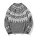 Workwear American Retro Heavy Icelandic Men's Round Neck Fair Isle Jacquard Lazy Style Knitted Sweater Autumn Winter_viptrois.com