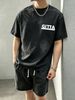 230g Vintage Washed Men T-shirt GITTA Underlined Thick Block Letter Logo Print Crew Neck Short Sleeve Streetwear Tee_viptrois.com