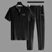 Men's Clothing Summer Trendy Pleated Two-piece Suit For Men Thin Cotton And Linen Short-sleeved T-shirt Chinese Style V-neck White Casual Sports Suit_viptrois.com