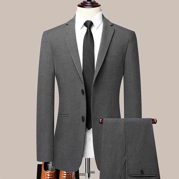 Men's Set, Business Casual Professional Formal Suit, Slim Fit Mini Suit Jacket, Men's Trousers Two-Piece Set_viptrois.com