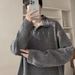 Pure Two-Piece Long Sleeve T-Shirt Knitted Polo Men's Loose Fit Plus Size Spring Autumn Turn-Down Collar Sweatshirt_viptrois.com