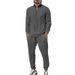 Men's Zippered Jacket & Pants Set, Autumn Casual Outerwear For Daily Wear, Lightweight Long Sleeve Coat And Trousers Outfit_viptrois.com