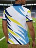 Polo Uomo Taglio Dritto Traspirante Stampa Calcio Birra Color Block Righe, Colletto Manica Corta Estivo Casual Versatile Varie Taglie_viptrois.com
