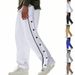 Men's Clothing Autumn And Winter Heavyweight Hip Hop High Street Trend Basketball Button Down Tear Sports Casual Large Size Sweatpants_viptrois.com