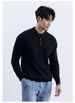 Men's Henley Neck Long-Sleeve Knit Sweater - Slim Fit Business Casual Pullover, Breathable & Stretchy (Black, Gray, Coffee)_viptrois.com