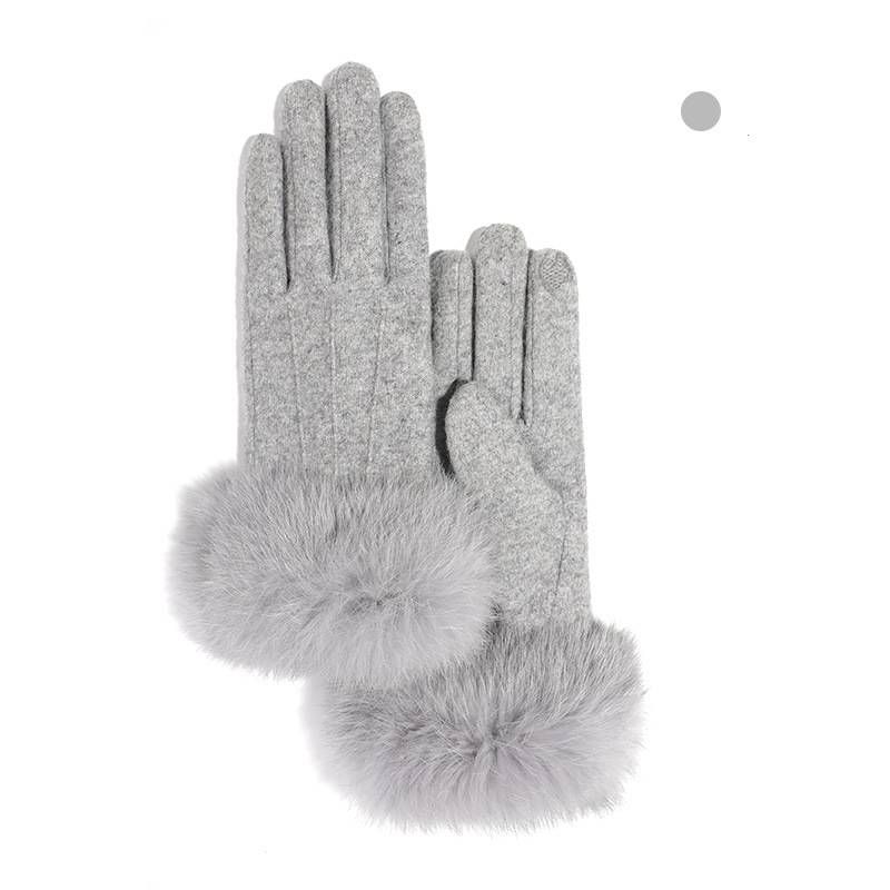 Women's Gloves New Cashmere Gloves Women's Winter Outdoor Cold Proof Touch Screen Gloves Double Layer Thick Rabbit Fur Warm Gloves DY39_viptrois.com