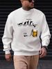 Men's Loose Casual Fashion Jumping Into Beer Pattern Printed Round Neck Long Sleeved Hoodie Autumn And Winter Styles_viptrois.com