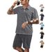 Men's Clothing New Pallets Men's Casual Sports Linen Small Plaid Lapel Shirt Suit_viptrois.com