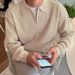 Men’s Korean-Style Knit Polo Shirt – Half-Zip Collared Sweater With Relaxed Fit (Gray/Black/Khaki, M-3XL)_viptrois.com