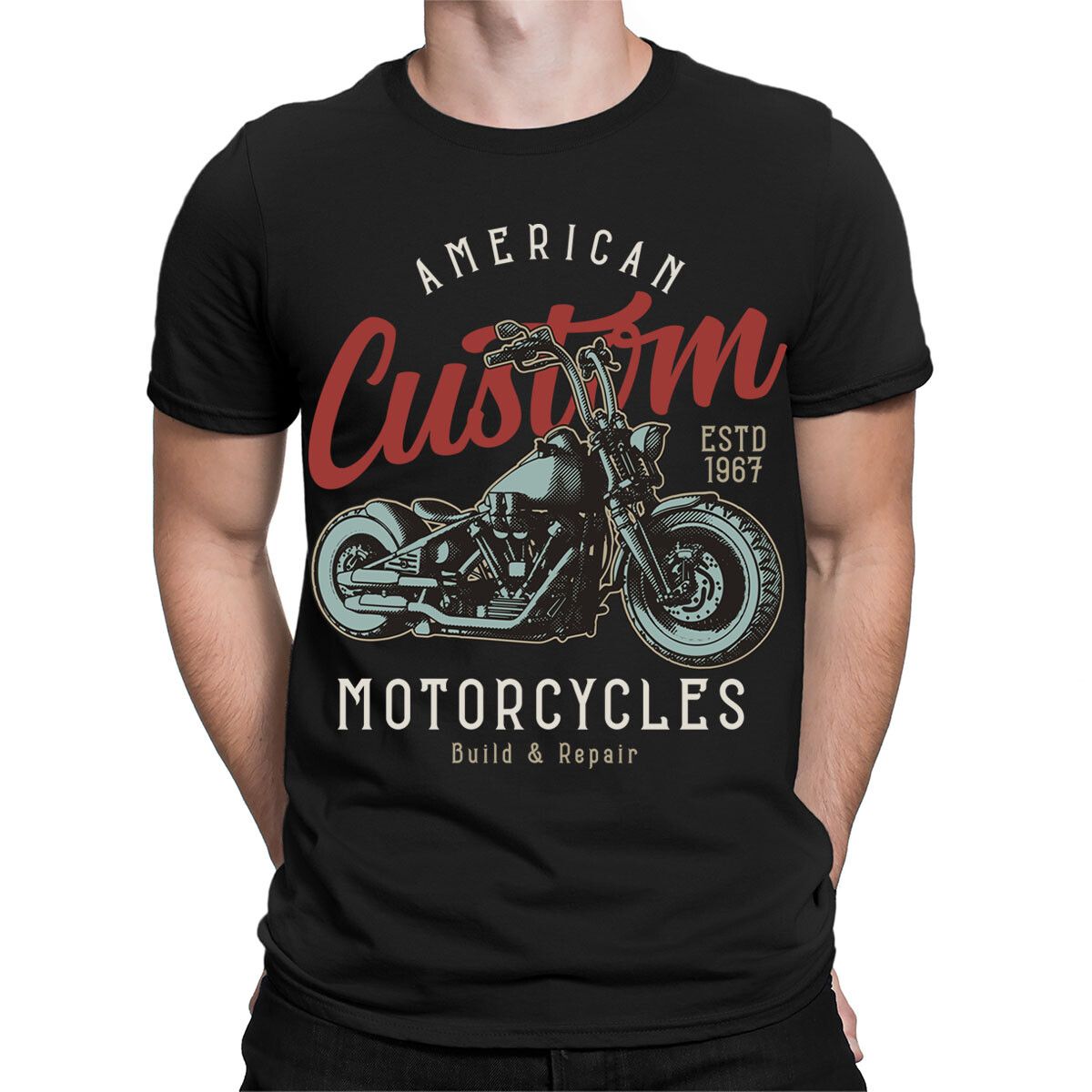 Vintage Style American Motorcycle Bikers T Shirt Mens Womens Tees Tops Men Funny Biker Unisex T-Shirt Mens Womens Tees Top_viptrois.com