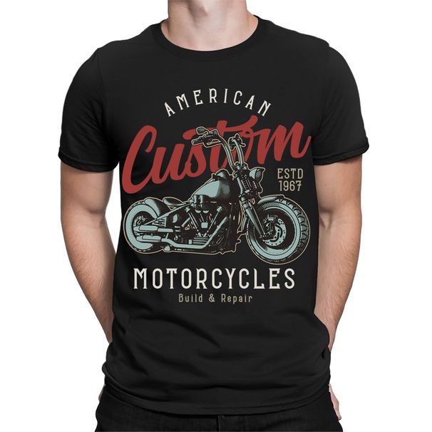 Vintage Style American Motorcycle Bikers T Shirt Mens Womens Tees Tops Men Funny Biker Unisex T-Shirt Mens Womens Tees Top_viptrois.com