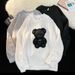 Men's Casual Loose Fit Pullover Sweatshirt - Streetwear Style With Minimalist Embroidery - Grey/White/Black_viptrois.com