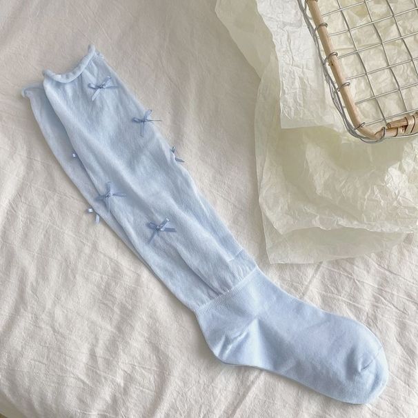 Ballet Style Bow Jk Lolita Socks Women's Over The Knee White Calf Socks Pure Desire Pile Socks Summer Boneless Socks_viptrois.com