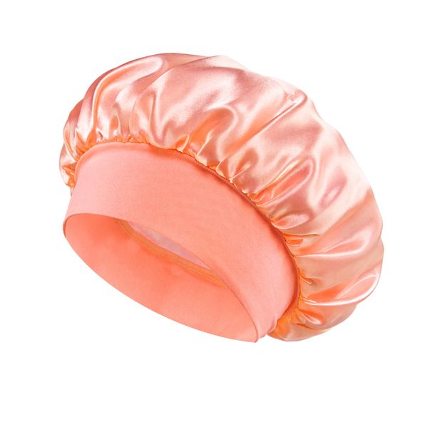 solid color wide brim elastic adult sleeping cap men and women fashion hair care beauty shower cap satin chemotherapy cap_viptrois.com