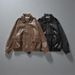 Men's Clothing Simple Men's And Women's Motorcycle Leather Jackets Spring And Autumn Handsome Business Casual Fashion Street Solid Color Men's Jackets_viptrois.com