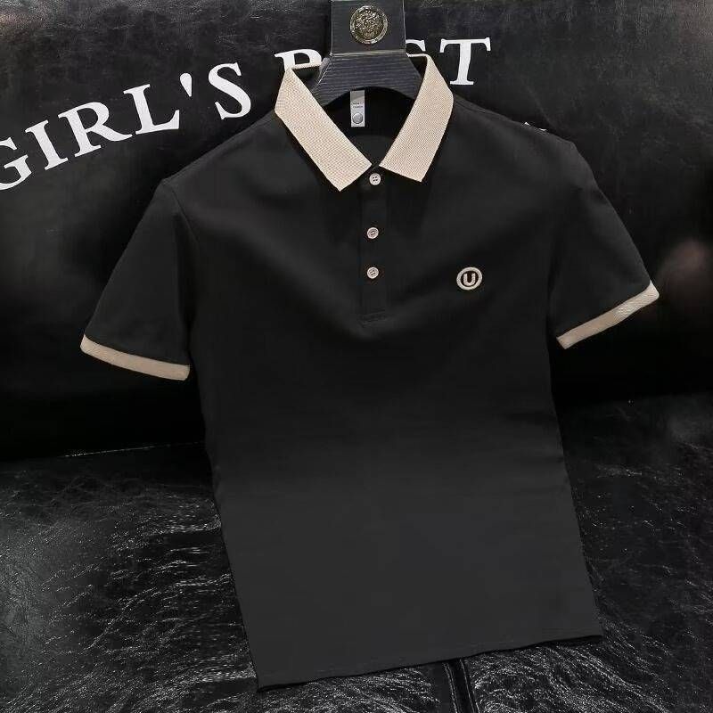 Men's Trendy Polo Shirt – Short Sleeve, Slim Fit, Striped Design, Breathable Milk Silk, Summer Casual (M-5XL, 5 Colors)_viptrois.com
