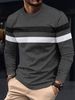 Large-sized Autumn And Winter Men's Round-neck Long-sleeved Two-tone Base Layer Shirt With A Thin Long-sleeved T-shirt Over The Head_viptrois.com