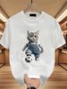 【DORAE】2026 Unisex T-shirt (Heavyweight Cotton) Black (Oversized "Soccer Cat" Print & Cute Sports Meme Design) – High Street Style For Street Style_viptrois.com